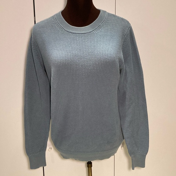 Sandro waffle knit crewneck sweater M dust blue